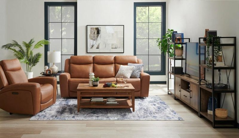 Prescott 88.5″ Butternut Brown Genuine Leather Zero Gravity Power Reclining Sofa With Power Headrests Furniture