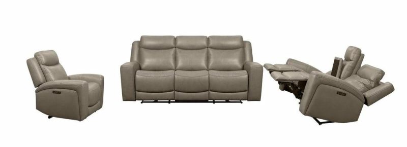 Prescott Genuine Leather Power Reclining Loveseat – Grey Furniture