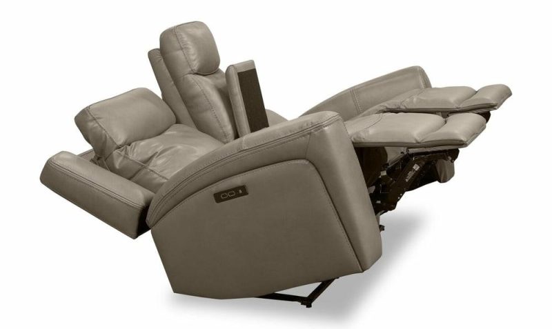 Prescott Genuine Leather Power Reclining Loveseat – Grey Furniture