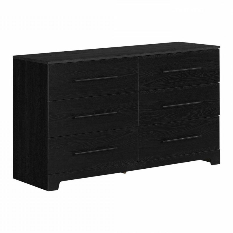 Primo 6-Drawer Double Dresser – Black Oak Bedroom