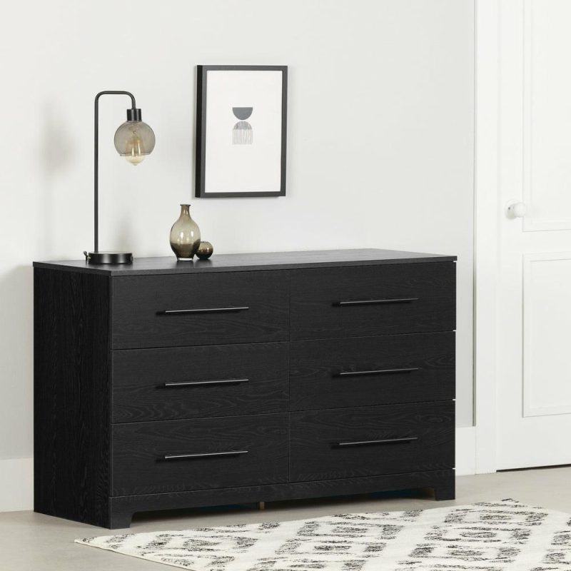 Primo 6-Drawer Double Dresser – Black Oak Bedroom