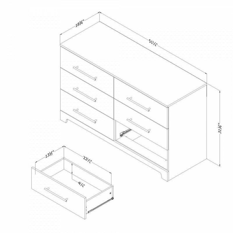 Primo 6-Drawer Double Dresser – Black Oak Bedroom