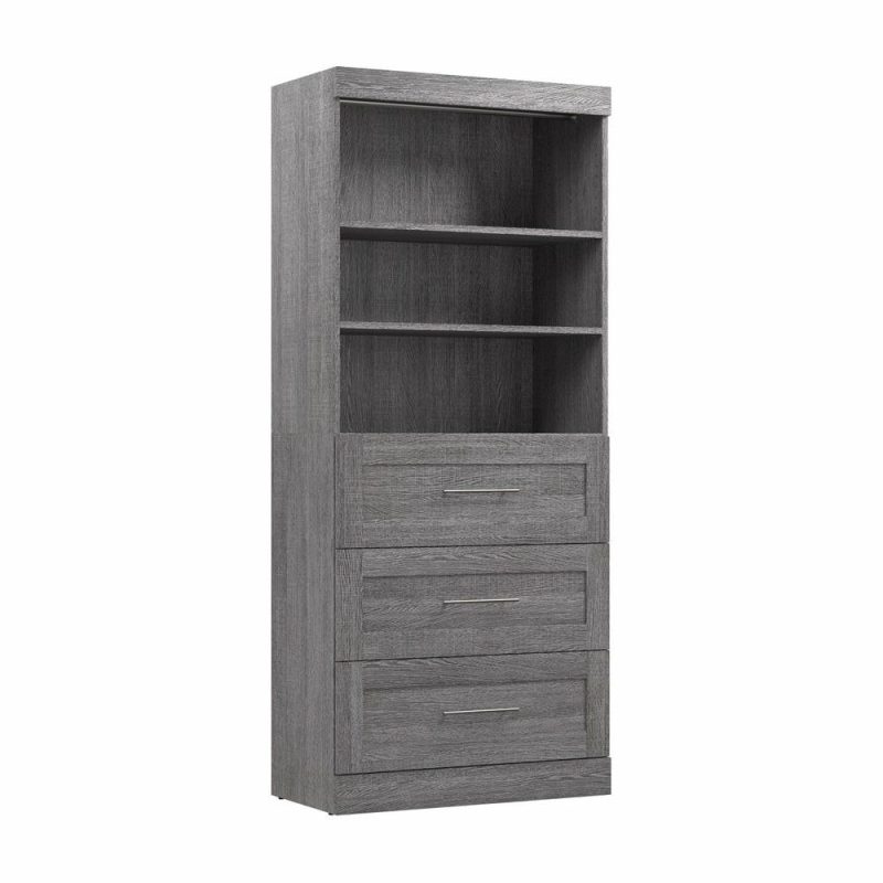 Pur 36 W Closet Organizer With Drawers – Bark Grey Armoires & Wardrobes