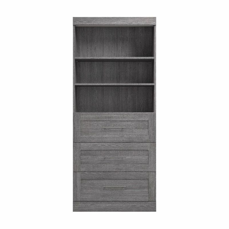 Pur 36 W Closet Organizer With Drawers – Bark Grey Armoires & Wardrobes