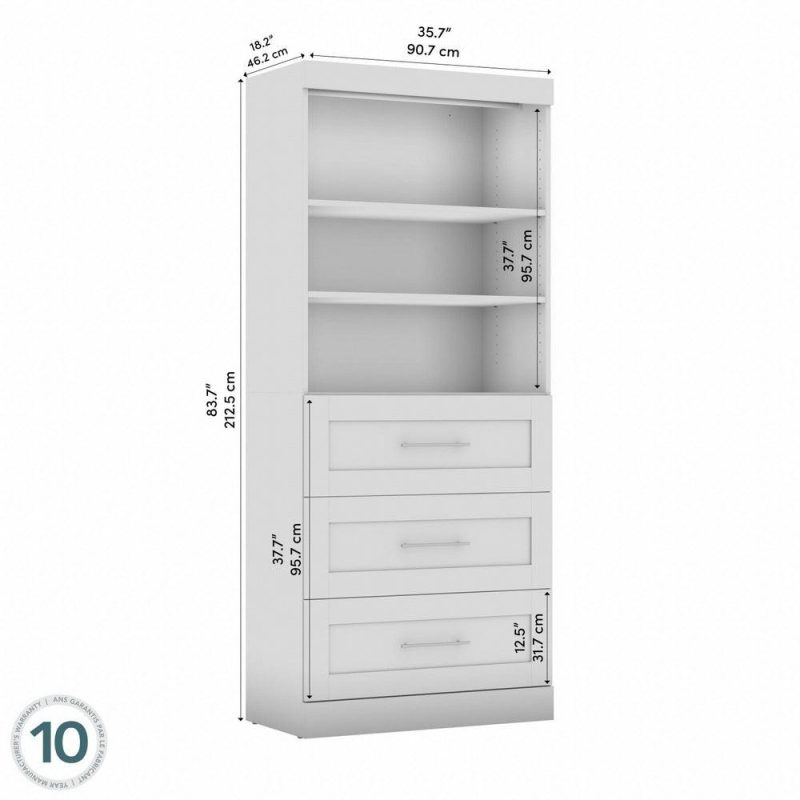 Pur 36 W Closet Organizer With Drawers – White Armoires & Wardrobes