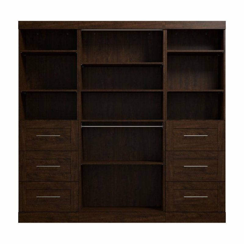 Pur 86 W Closet Organization System With Drawers – Chocolate Armoires & Wardrobes