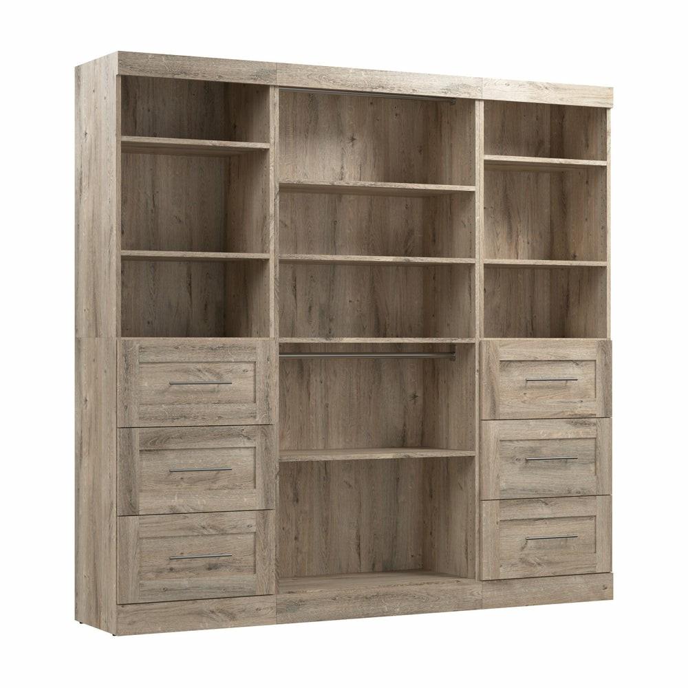 Pur 86 W Closet Organization System With Drawers – Rustic Brown Armoires & Wardrobes