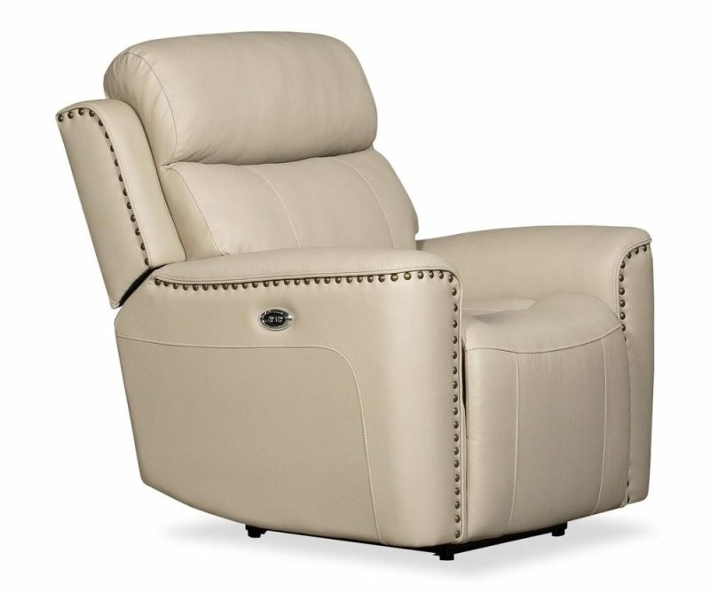 Quincy Genuine Leather Recliner – Beige Furniture