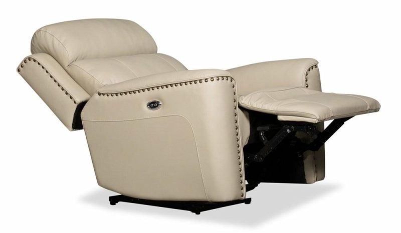 Quincy Genuine Leather Recliner – Beige Furniture