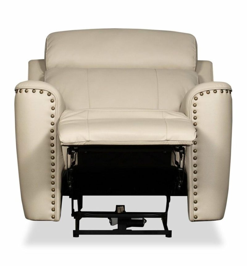 Quincy Genuine Leather Recliner – Beige Furniture