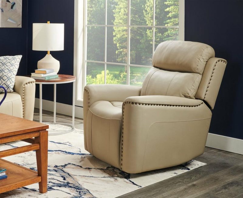 Quincy Genuine Leather Recliner – Beige Furniture