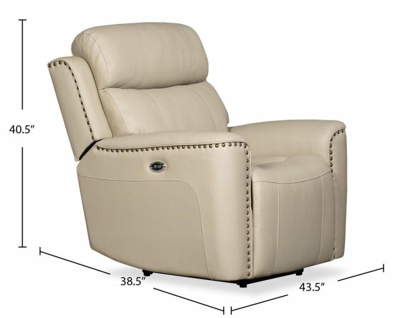 Quincy Genuine Leather Recliner – Beige Furniture