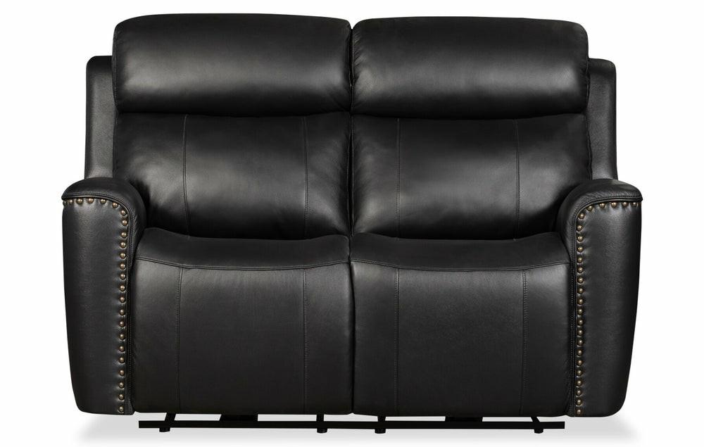 Quincy Genuine Leather Reclining Loveseat – Black Furniture