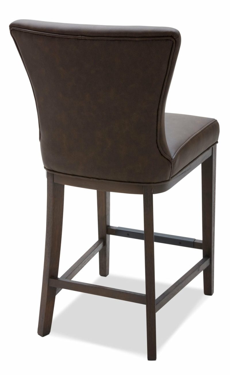 Quinn Counter-Height Stool With Vegan Leather Fabric – Brown Bar Stools