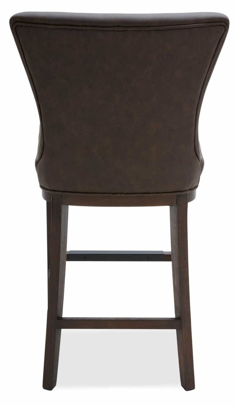 Quinn Counter-Height Stool With Vegan Leather Fabric – Brown Bar Stools