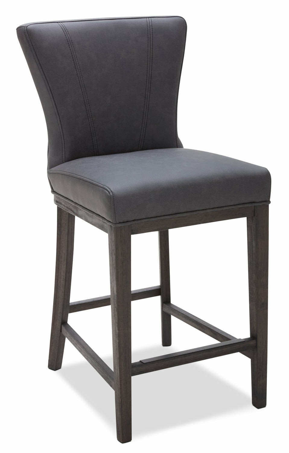 Quinn Counter-Height Stool With Vegan Leather Fabric – Grey Bar Stools