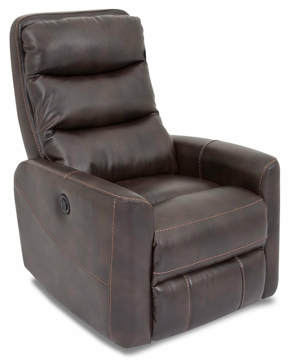 Quinn Leather-Look Fabric Swivel Rocker Power Recliner – Brown Furniture