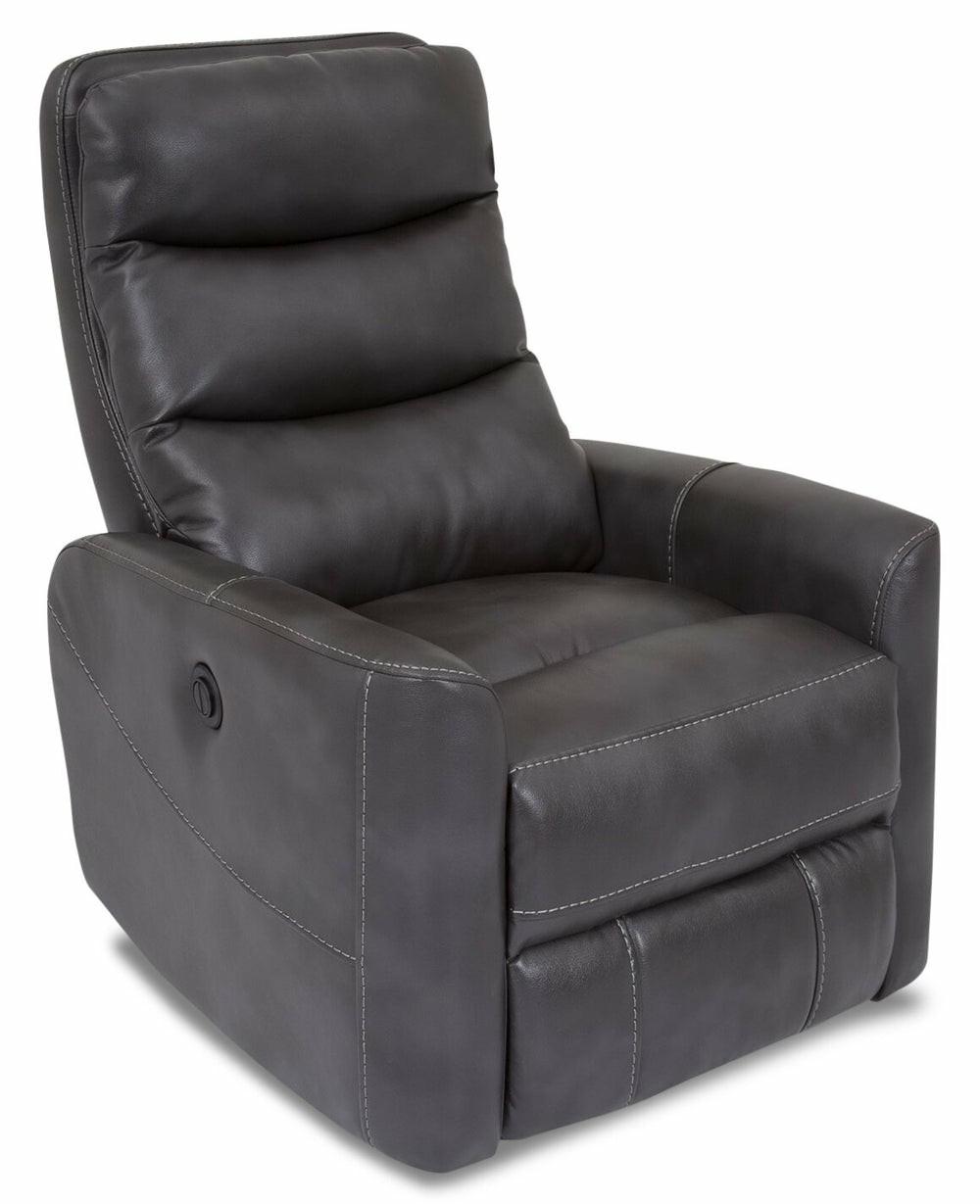 Quinn Leather-Look Fabric Swivel Rocker Power Recliner – Grey Furniture