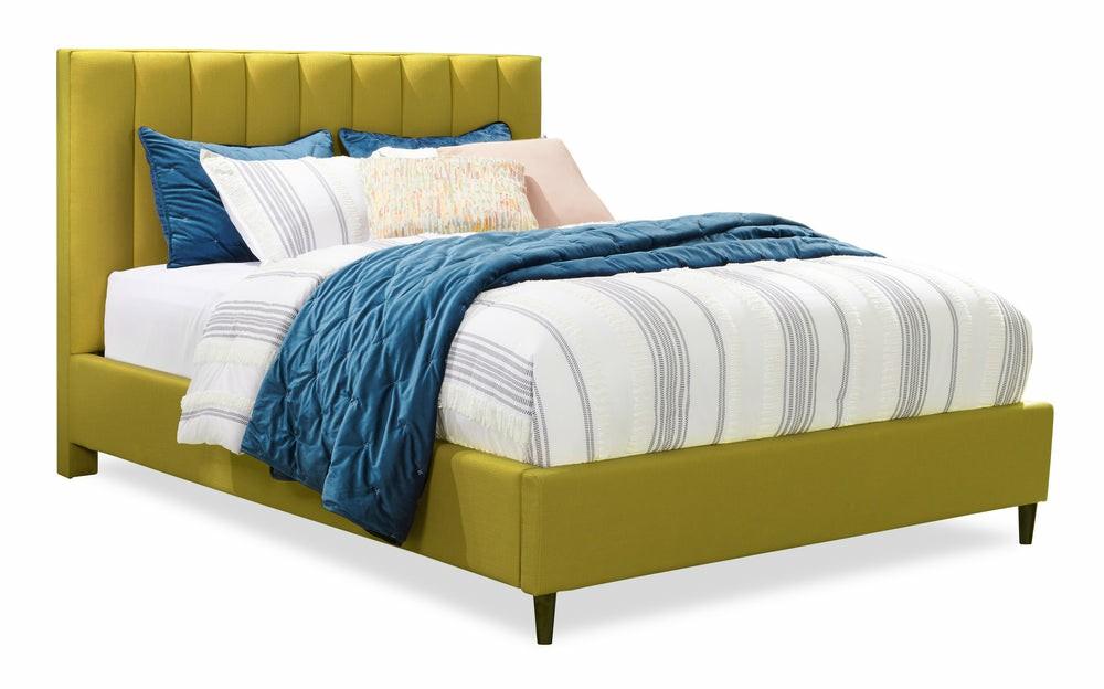 Rain Upholstered Platform Bed In Green Fabric, Tufted – Full Size Bedroom