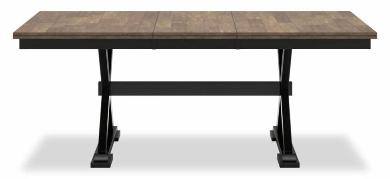 Raven Dining Table, 60-78″W Self-Storing Butterfly Leaf Extension – Two-Tone Black & Brown Dining Room