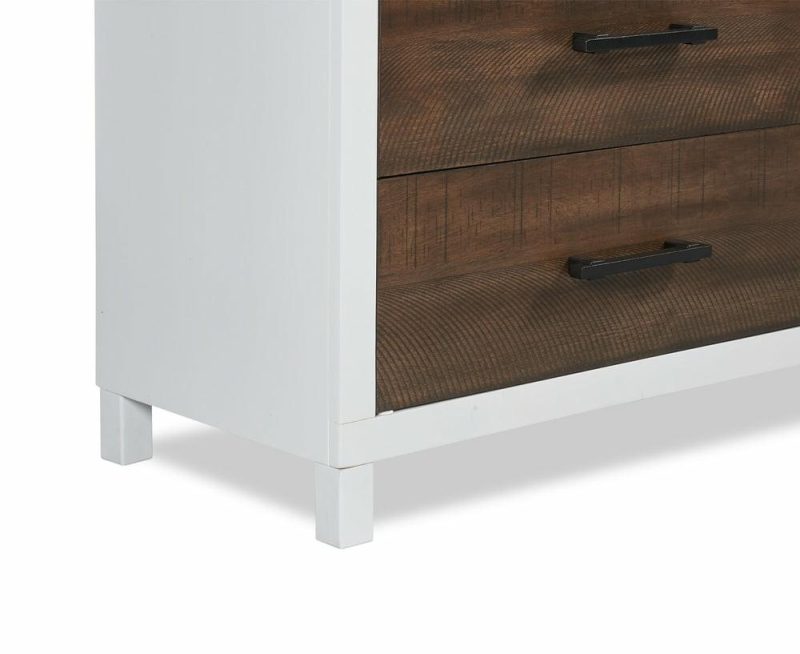 Reese Bedside 2-Drawer Nightstand, 25″W X 23″H – Two-Tone Brown & White Bedroom