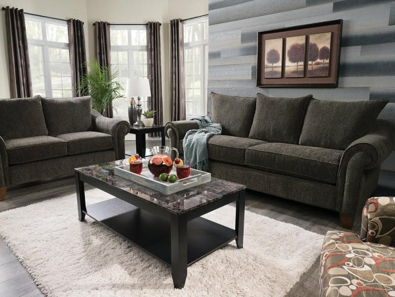 Reese Chenille Loveseat – Dark Grey Furniture