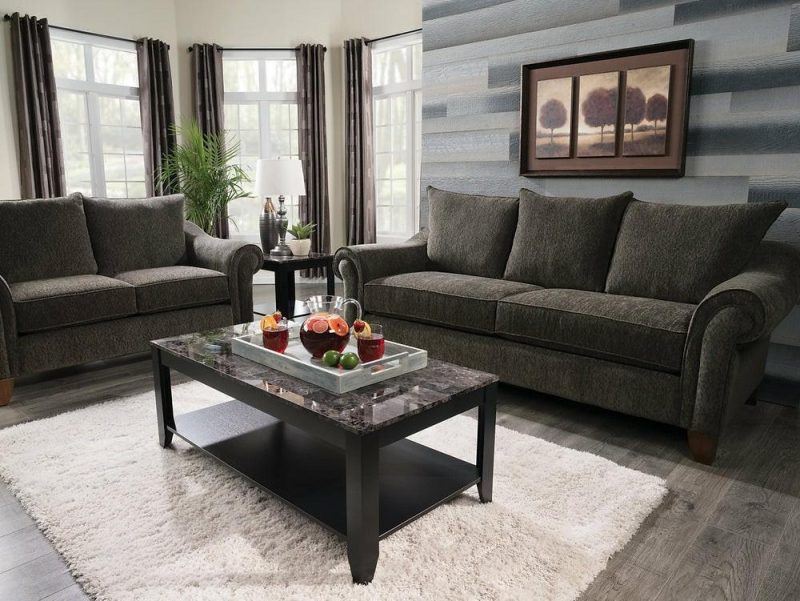 Reese Chenille Loveseat – Dark Grey Furniture