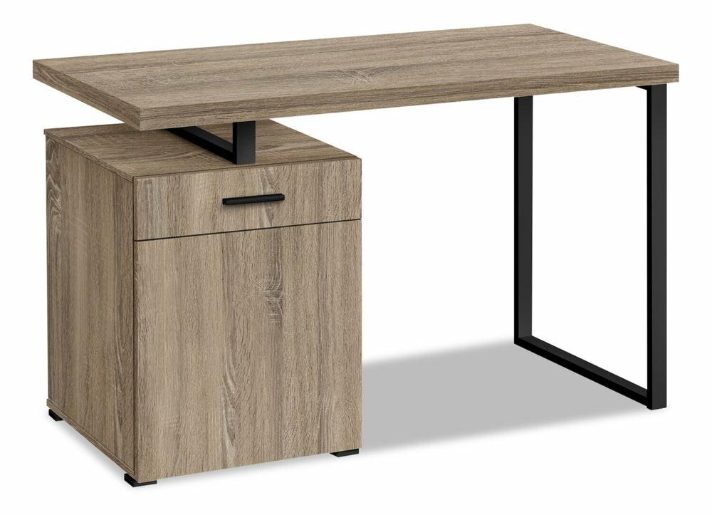 Remi 47.25″ Reversible Desk With Drawer & Cabinet – Taupe Desks