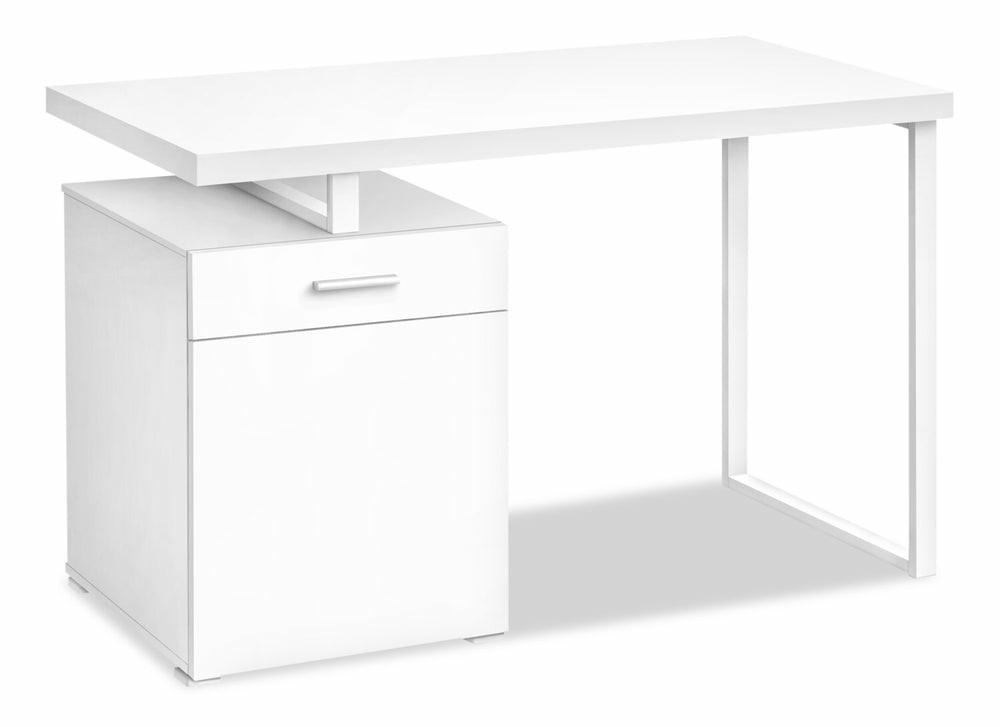 Remi 47.25″ Reversible Desk With Drawer & Cabinet – White Desks