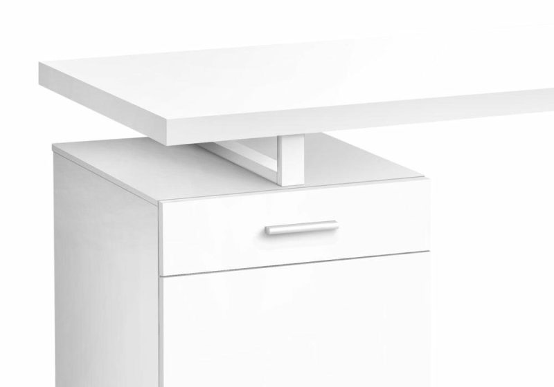 Remi 47.25″ Reversible Desk With Drawer & Cabinet – White Desks