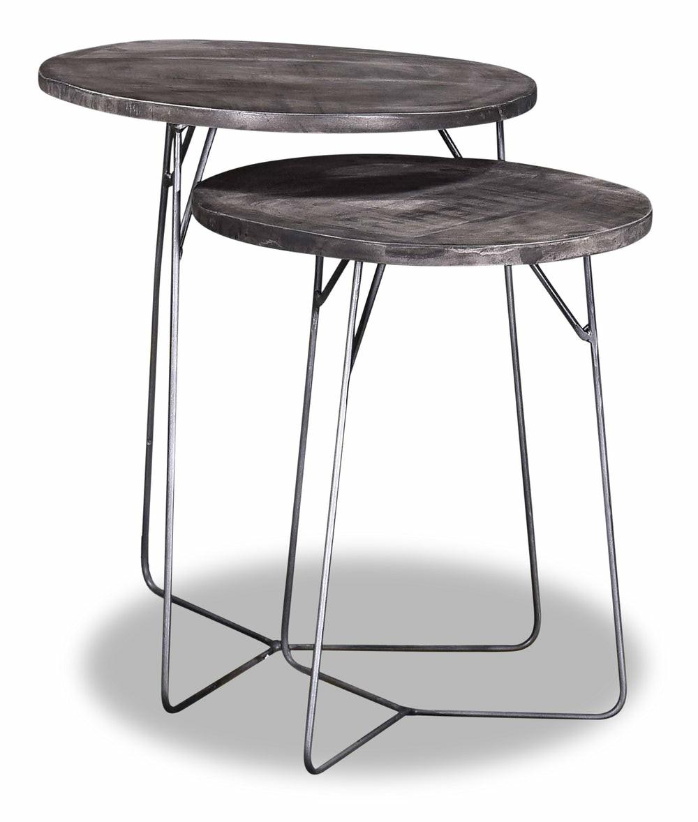 Remmi 18″ 2-Piece Nesting Accent Tables – Sand Grey And Gun Metal Grey End Tables