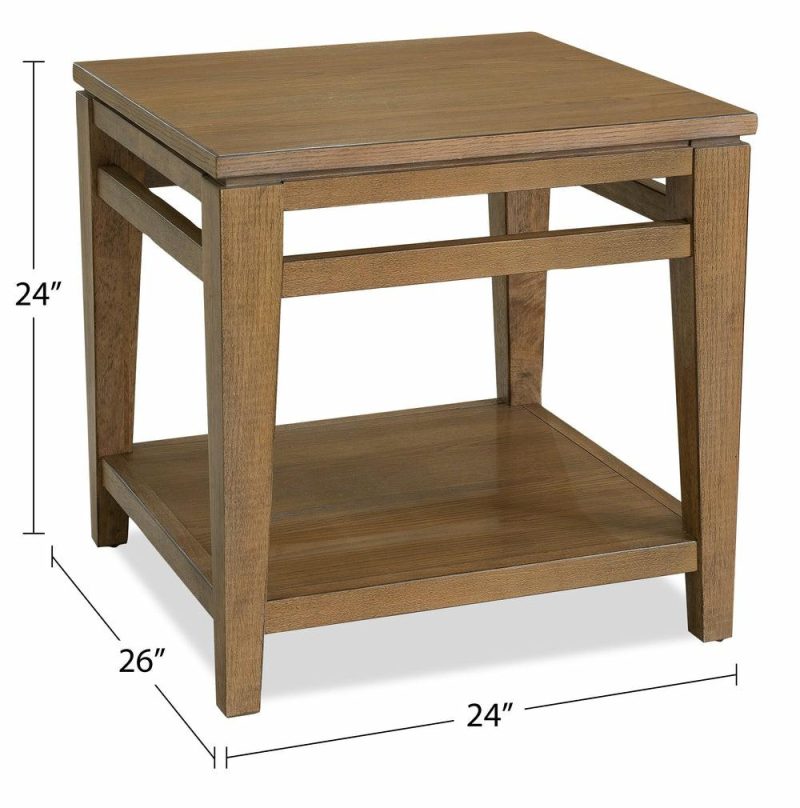 Reno 24″ Rustic End Table With Shelf – Brown Oak End Tables