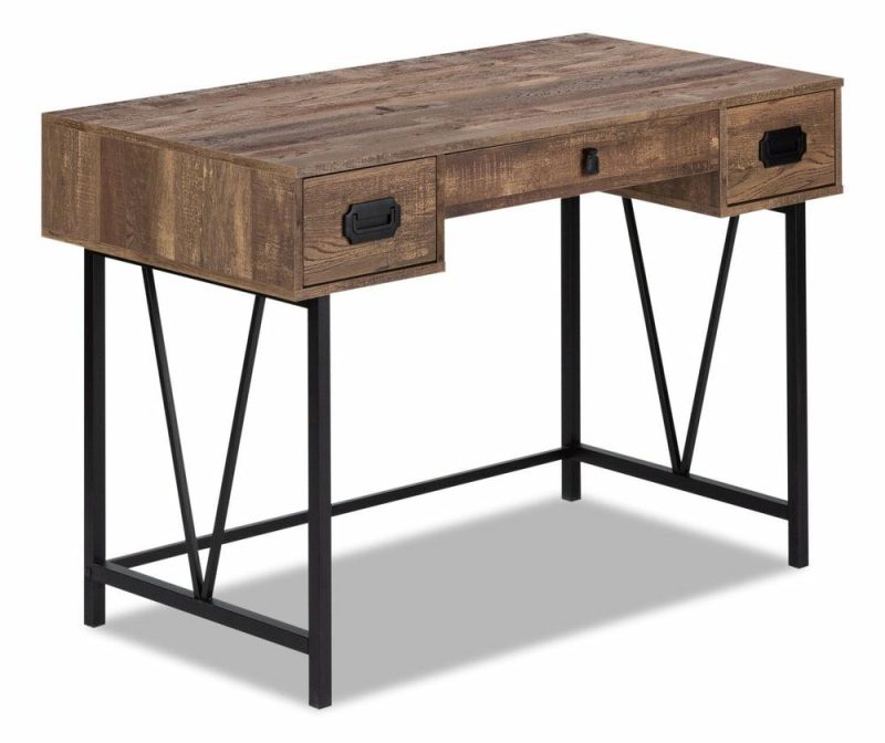 Reuben 47.25″ Desk With 3-Drawers – Brown Desks