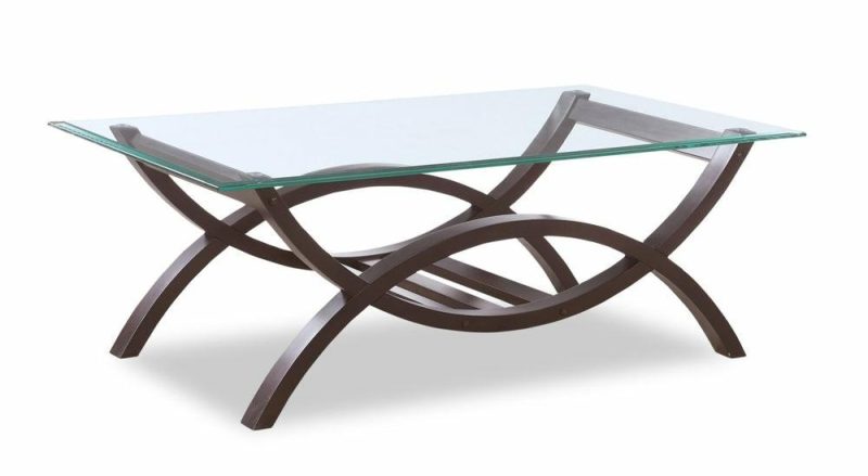 Ricci  48″ Modern Glass Top Coffee Table – Glass With Espresso Finished Legs Coffee Tables