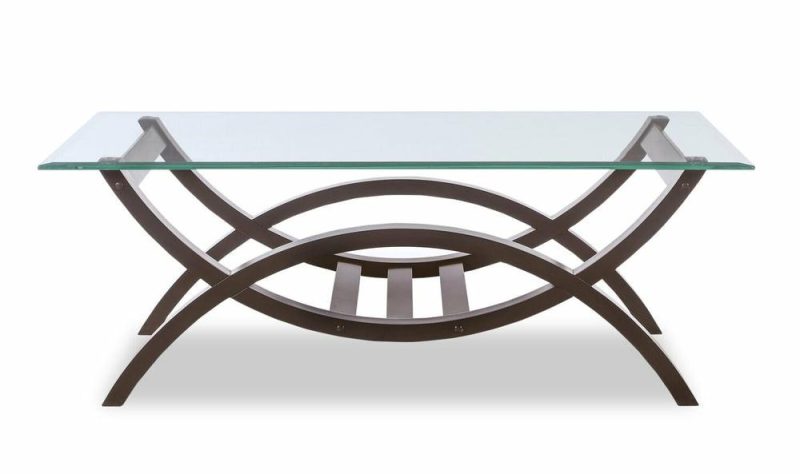 Ricci  48″ Modern Glass Top Coffee Table – Glass With Espresso Finished Legs Coffee Tables