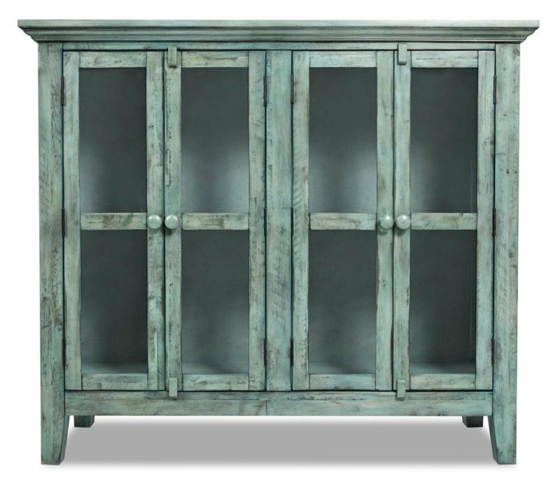 Rocco 48″ 4-Door Accent Cabinet – Vintage Blue Buffets, Servers And Cabinets