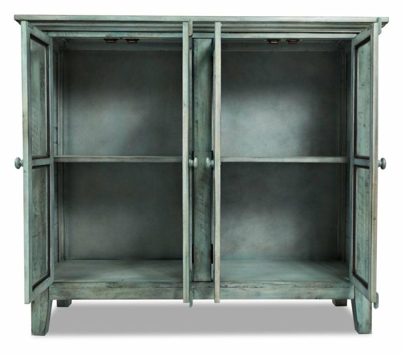 Rocco 48″ 4-Door Accent Cabinet – Vintage Blue Buffets, Servers And Cabinets