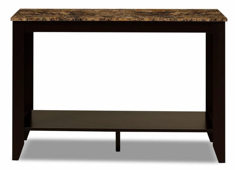 Roma  44″ Rustic Sofa Table With Shelf – Cappucino Marble Look Furniture