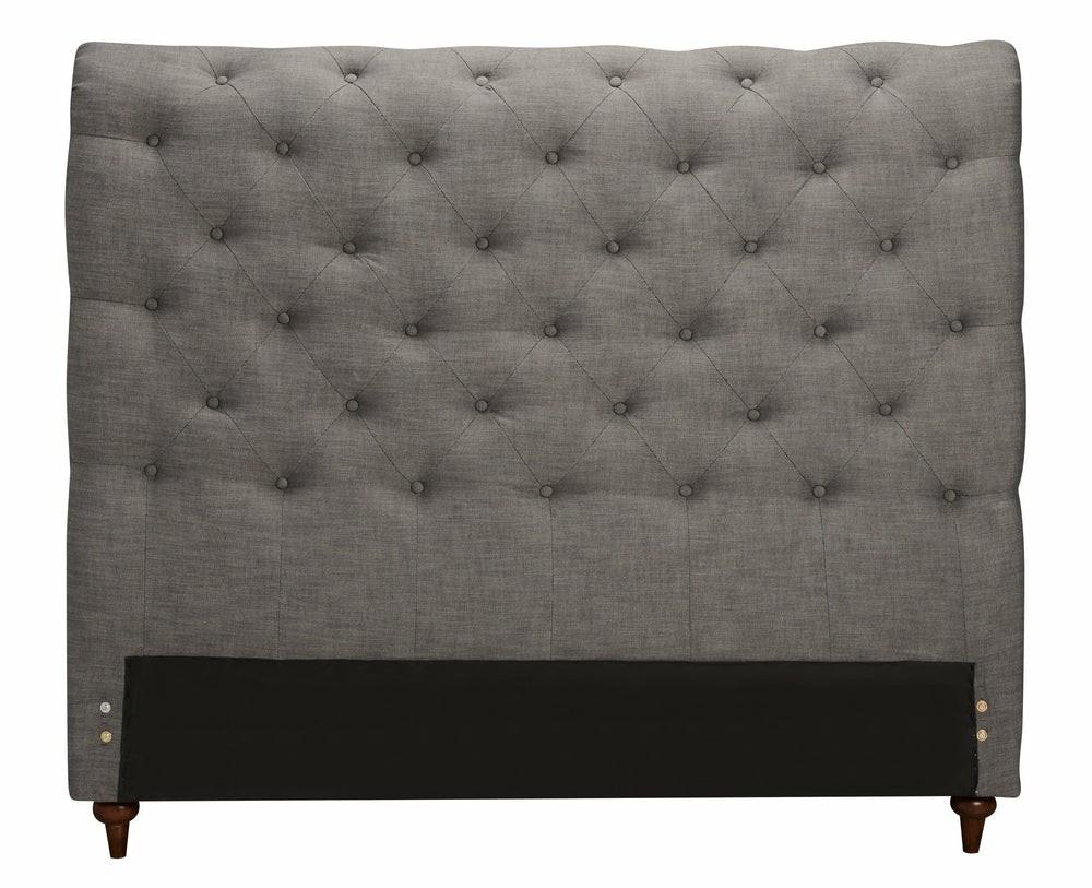 Roma Upholstered Headboard In Grey Linen-Look Fabric, Button Tufted – Queen Size Bedroom