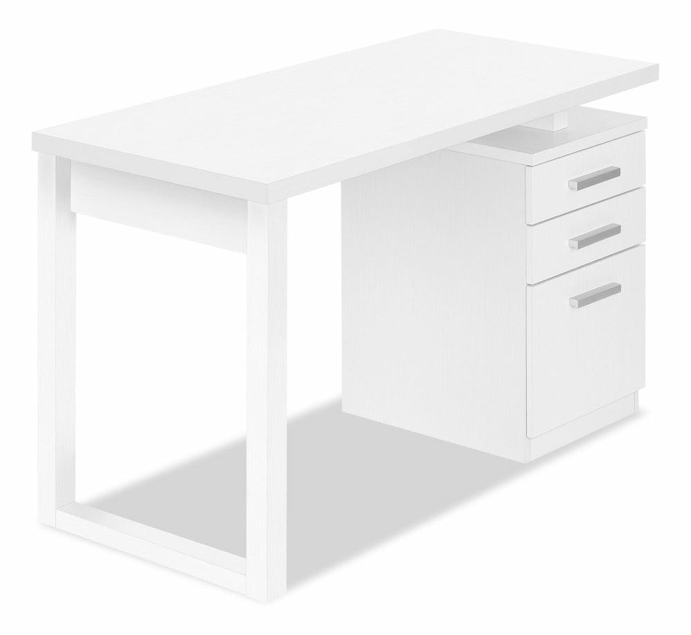 Ronan 47.25″ Reversible Desk With 3-Drawers – White Desks