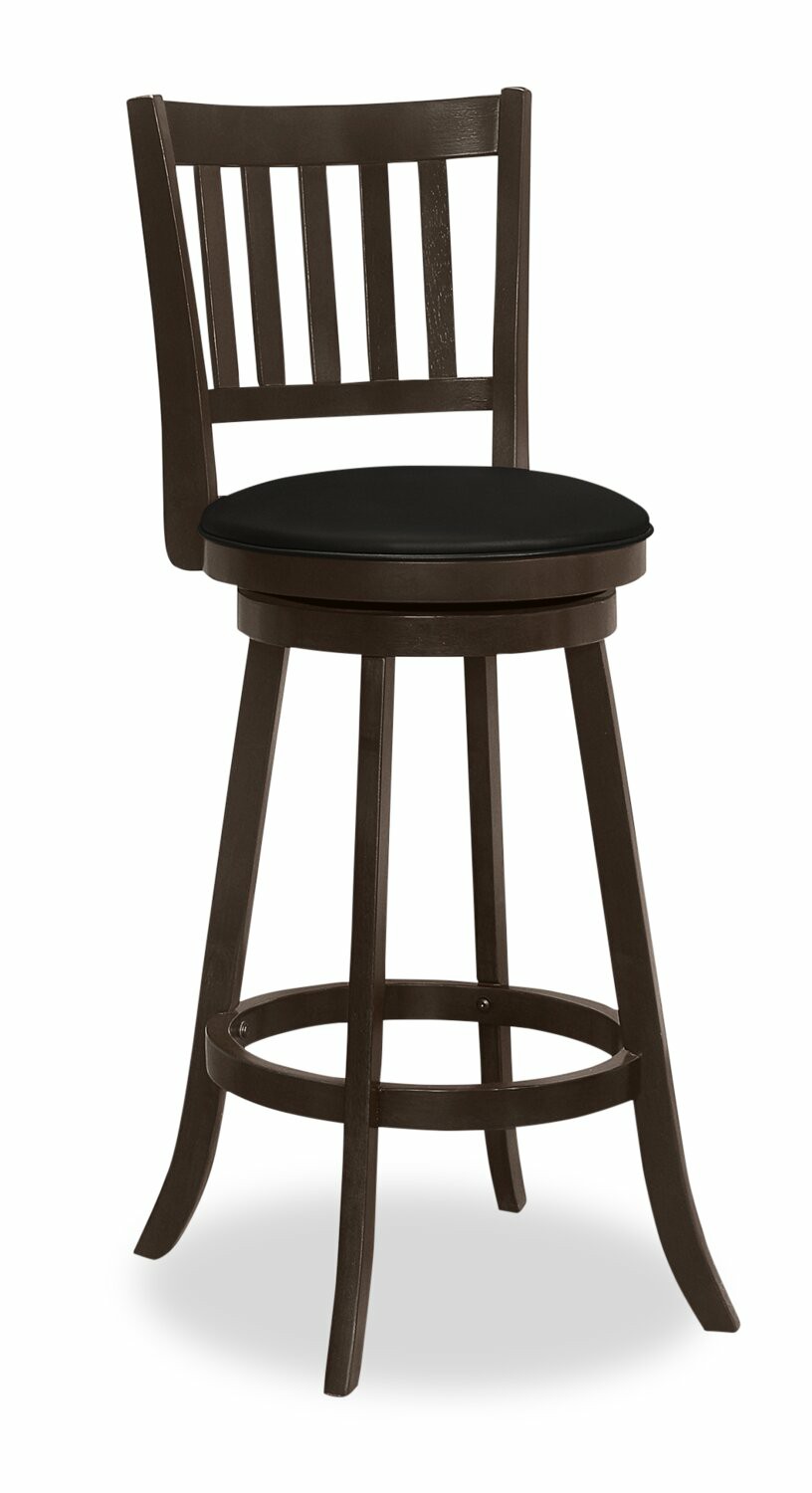 Rory Barstool With Swivel Seat, Vegan Leather Fabric – Brown Bar Stools