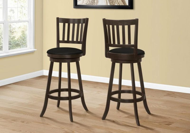 Rory Barstool With Swivel Seat, Vegan Leather Fabric – Brown Bar Stools