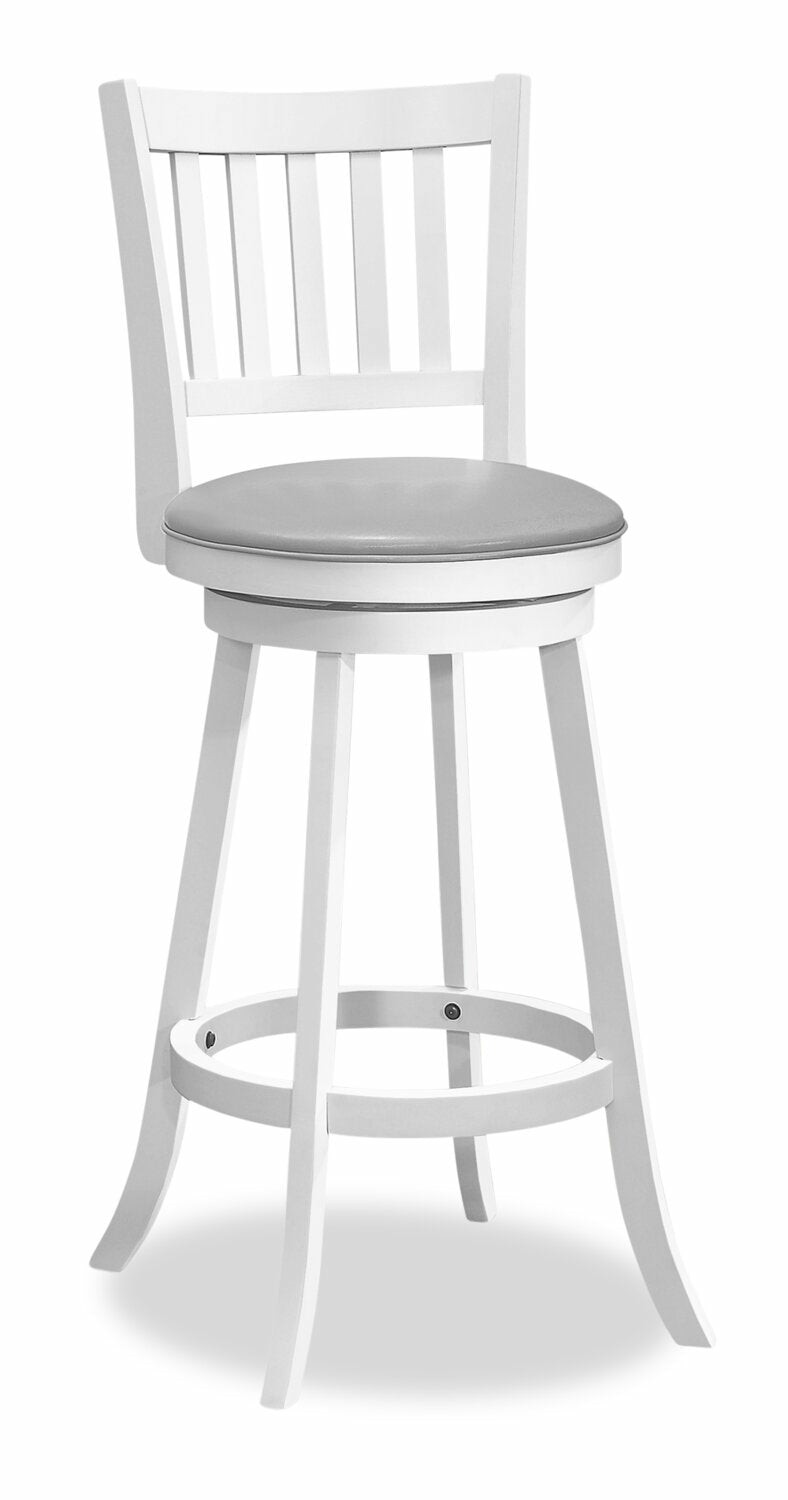 Rory Barstool With Swivel Seat, Vegan Leather Fabric – White Bar Stools