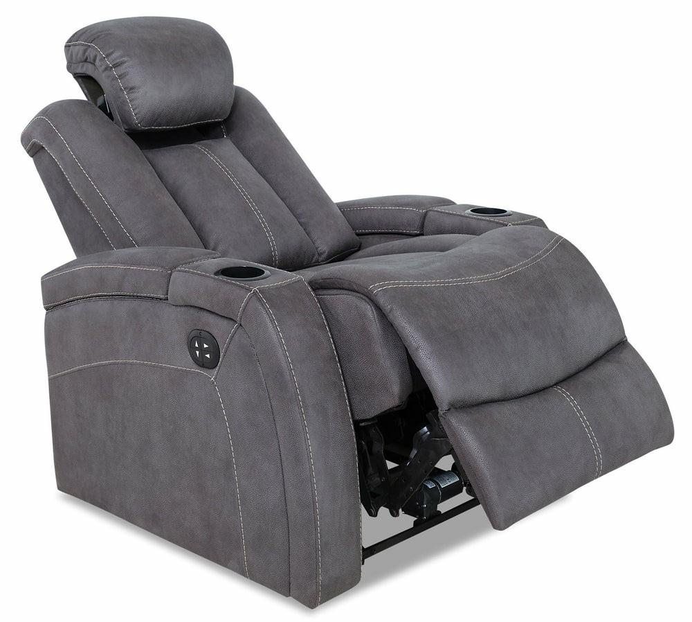 Ross Faux Suede Power Recliner – Pewter Furniture