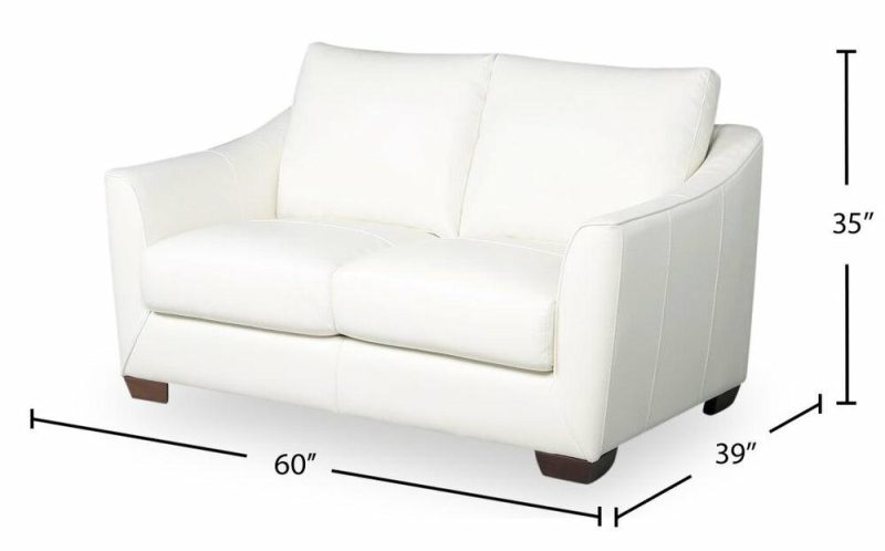 Royce Genuine Leather Loveseat – Ivory Furniture