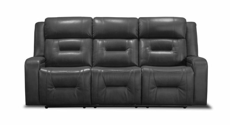 Ryker 82.5″ Grey Leather-Look Fabric Power Reclining Sofa With Storage Arms And Usb Ports Furniture