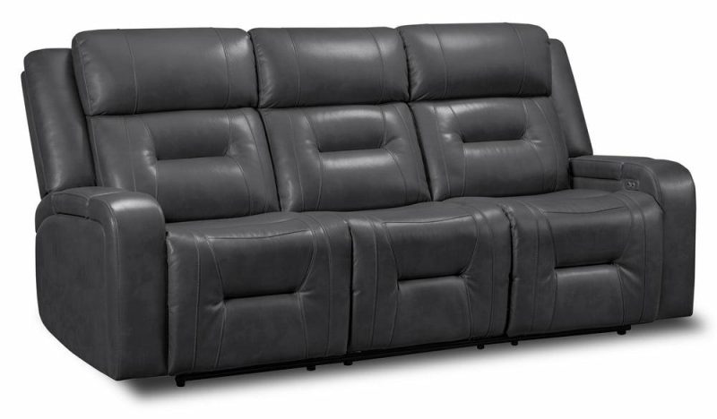 Ryker 82.5″ Grey Leather-Look Fabric Power Reclining Sofa With Storage Arms And Usb Ports Furniture