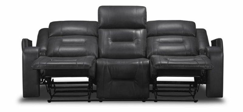 Ryker 82.5″ Grey Leather-Look Fabric Power Reclining Sofa With Storage Arms And Usb Ports Furniture