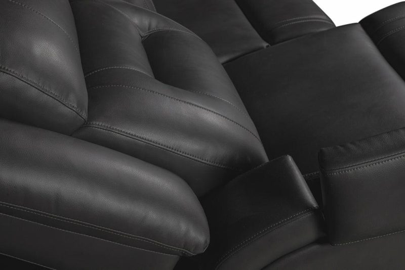 Ryker 82.5″ Grey Leather-Look Fabric Power Reclining Sofa With Storage Arms And Usb Ports Furniture