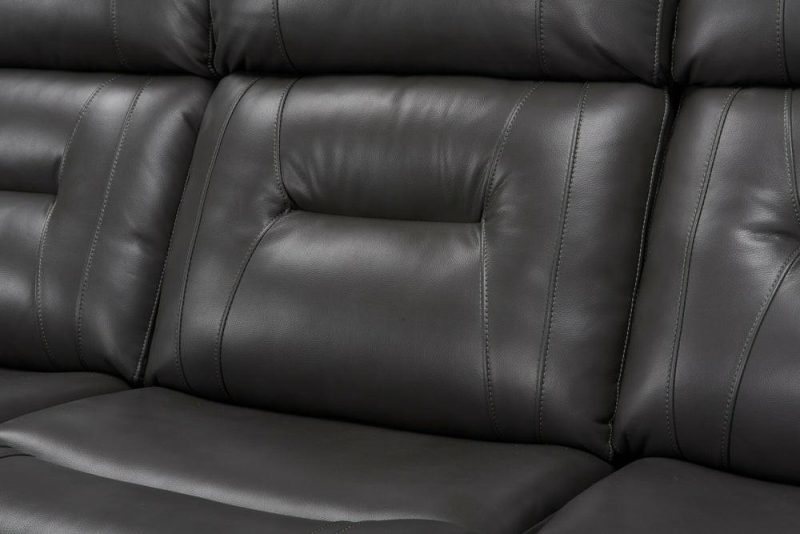 Ryker 82.5″ Grey Leather-Look Fabric Reclining Sofa With Storage Arms Furniture